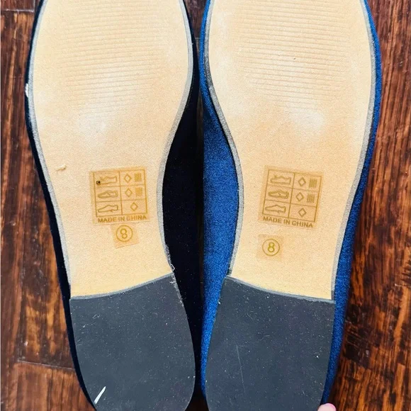 Vintage Havana Blue Velvet Loafers with Embellishments - Picture 3 of 3